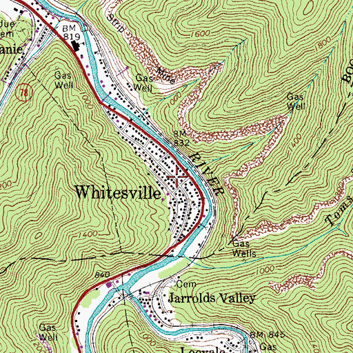 Topographic Map of Jarrolds Valley, WV