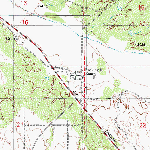 Topographic Map of Rocking K Ranch, AZ