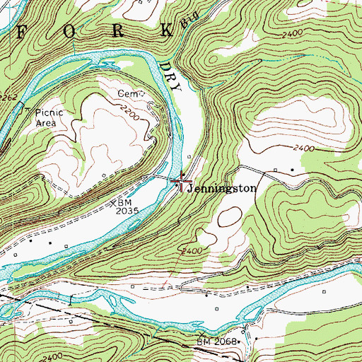 Topographic Map of Jenningston, WV