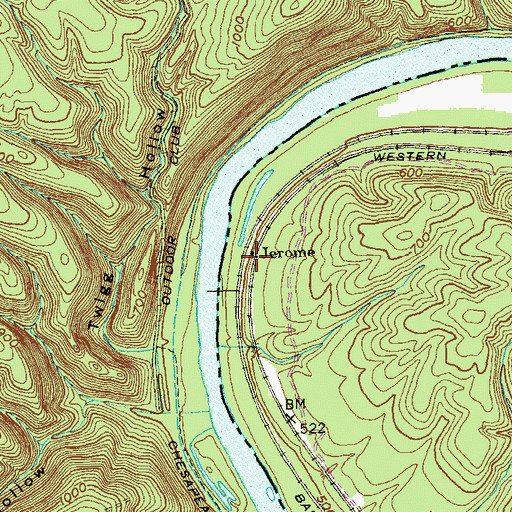 Topographic Map of Jerome, WV