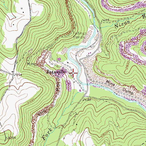 Topographic Map of Jetsville, WV