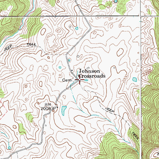 Topographic Map of Johnson Crossroads, WV