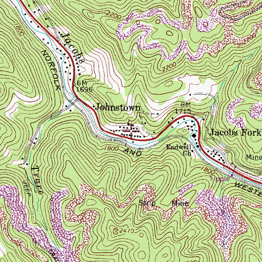 Topographic Map of Johnstown, WV