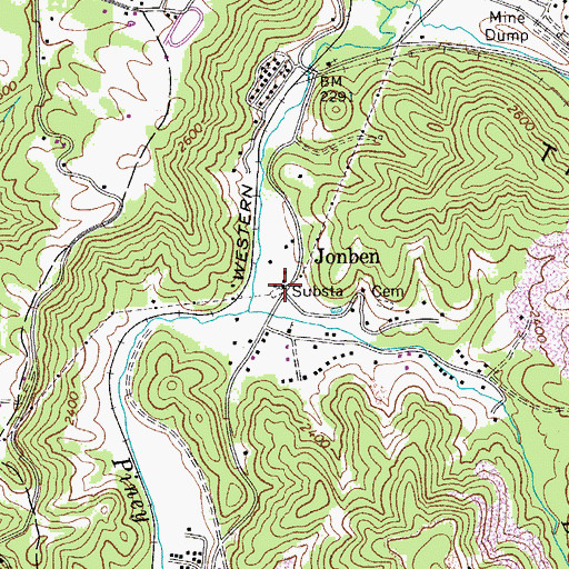 Topographic Map of Jonben, WV
