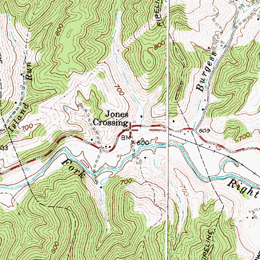 Topographic Map of Jones Crossing, WV