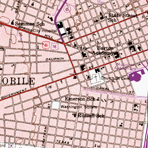 Topographic Map of Government Street United Methodist Church, AL