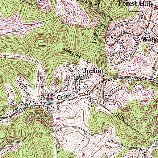 Topographic Map of Joplin, WV