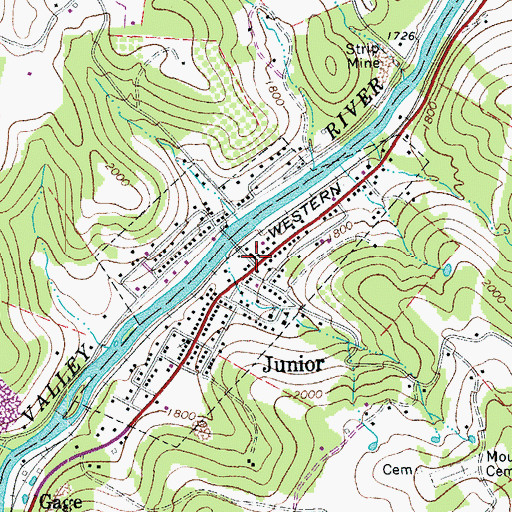 Topographic Map of Junior, WV