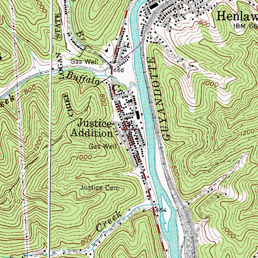 Topographic Map of Justice Addition, WV