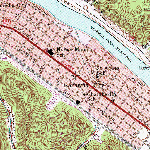 Topographic Map of Kanawha City, WV