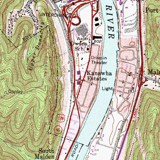 Topographic Map of Kanawha Estates, WV