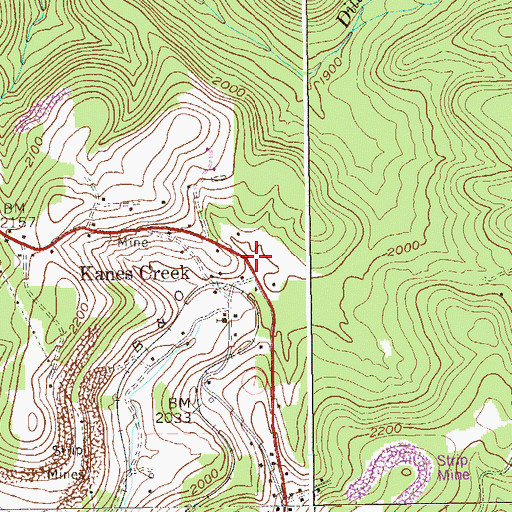 Topographic Map of Kanes Creek, WV