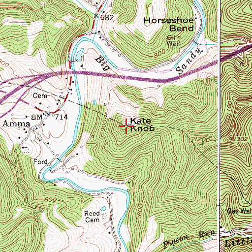 Topographic Map of Kate Knob, WV