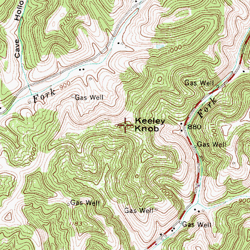 Topographic Map of Keeley Knob, WV