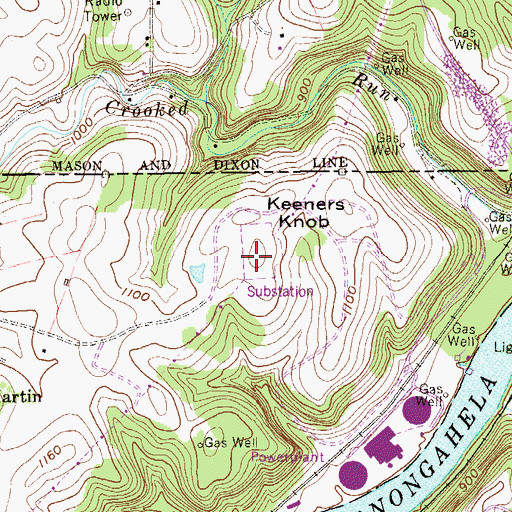 Topographic Map of Keeners Knob, WV
