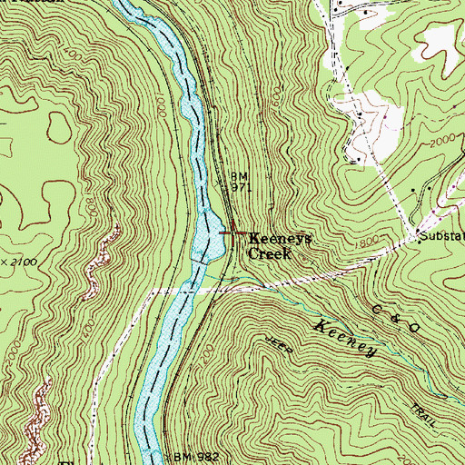 Topographic Map of Keeneys Creek, WV