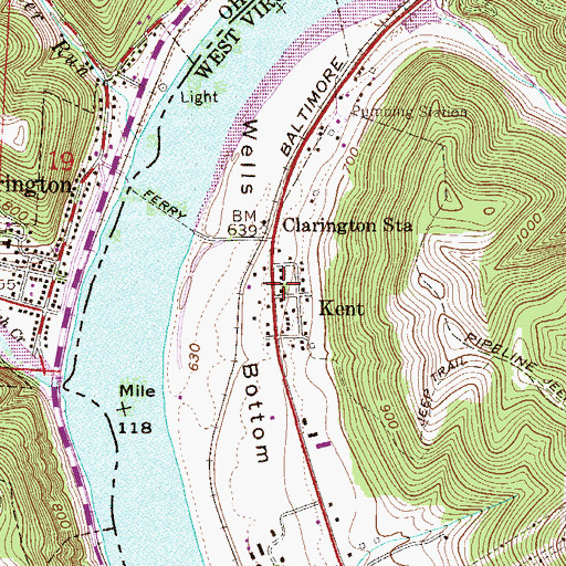 Topographic Map of Kent, WV
