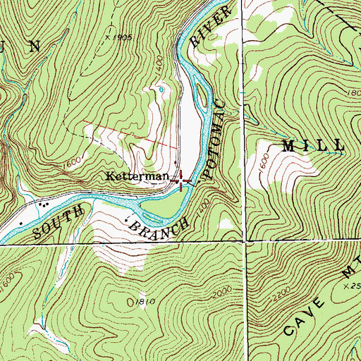 Topographic Map of Ketterman, WV
