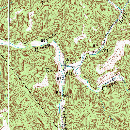 Topographic Map of Kettle, WV