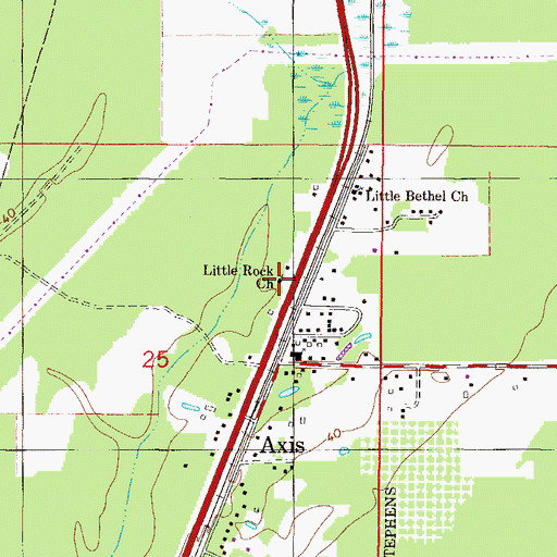 Topographic Map of Little Rock Baptist Church, AL