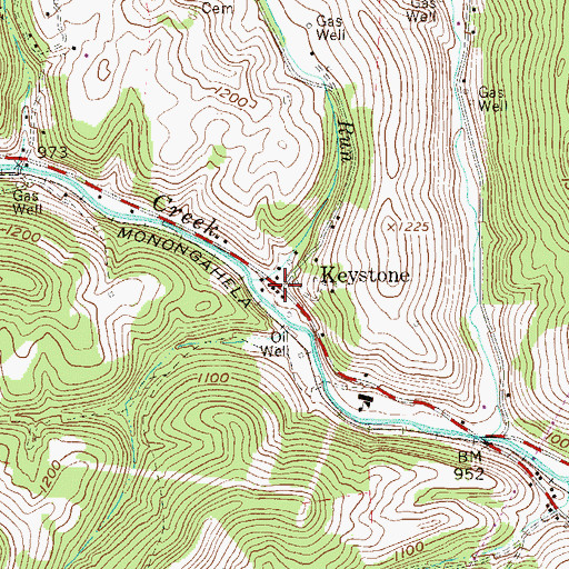 Topographic Map of Keystone, WV