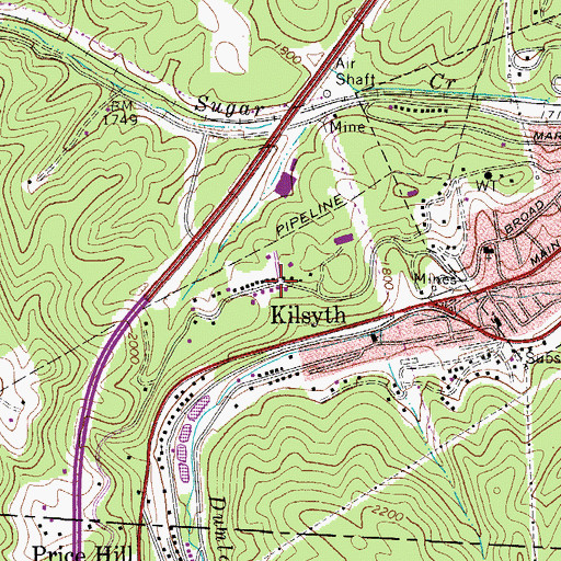Topographic Map of Kilsyth, WV
