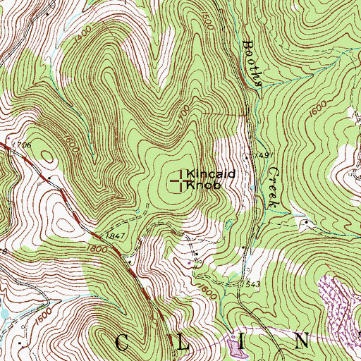 Topographic Map of Kincaid Knob, WV