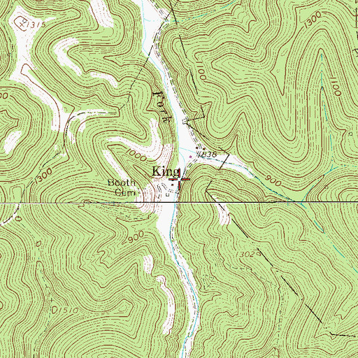 Topographic Map of King, WV