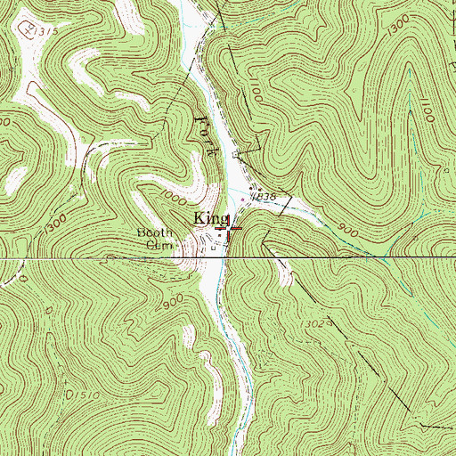 Topographic Map of King, WV