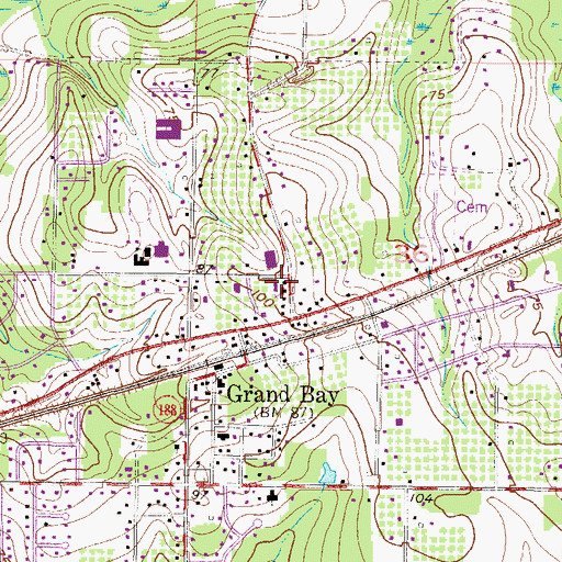 Topographic Map of First Baptist Church of Grand Bay, AL