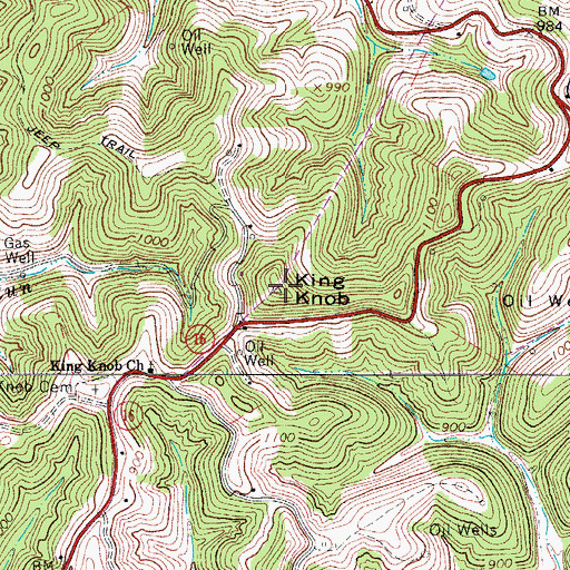 Topographic Map of King Knob, WV