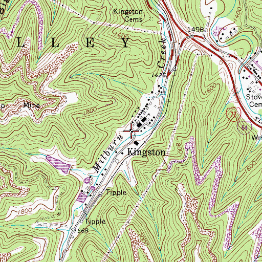 Topographic Map of Kingston, WV