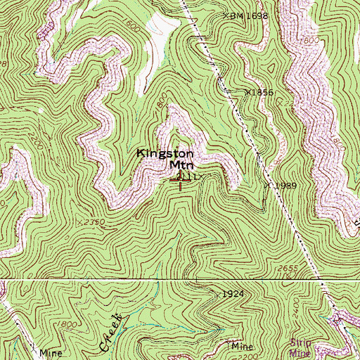 Topographic Map of Kingston Mountain, WV