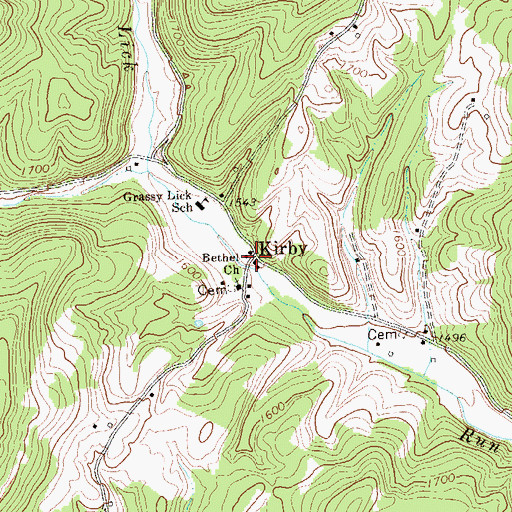 Topographic Map of Kirby, WV