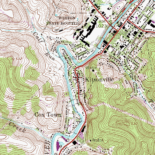 Topographic Map of Kitsonville, WV