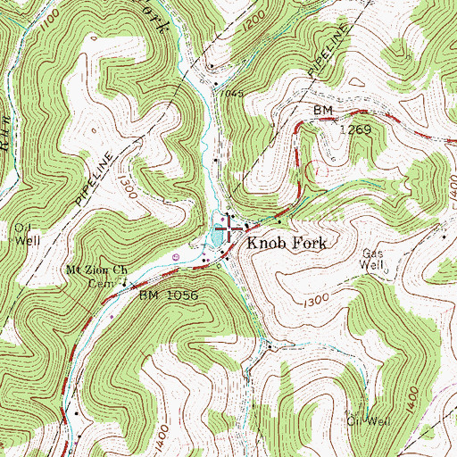 Topographic Map of Knob Fork, WV