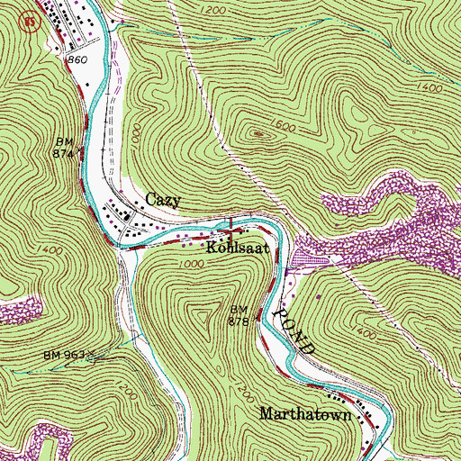 Topographic Map of Kohlsaat, WV