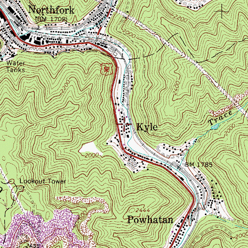 Topographic Map of Kyle, WV