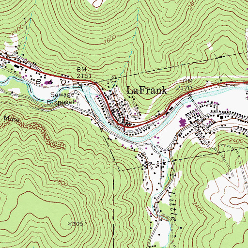 Topographic Map of LaFrank, WV