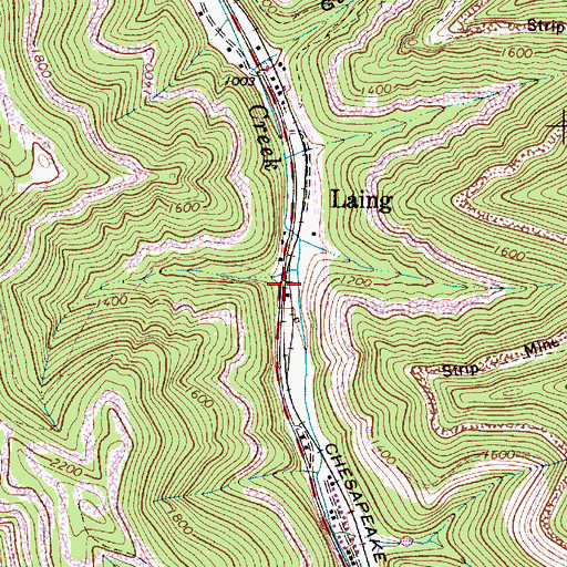 Topographic Map of Laing, WV