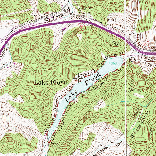 Topographic Map of Lake Floyd, WV