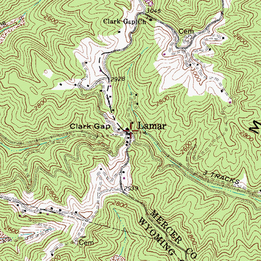 Topographic Map of Lamar, WV