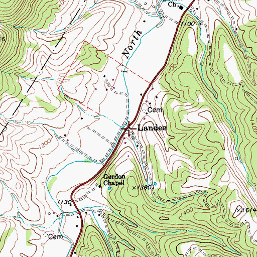 Topographic Map of Landes, WV
