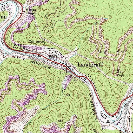 Topographic Map of Landgraff, WV