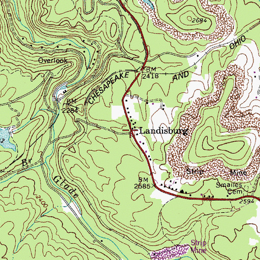 Topographic Map of Landisburg, WV