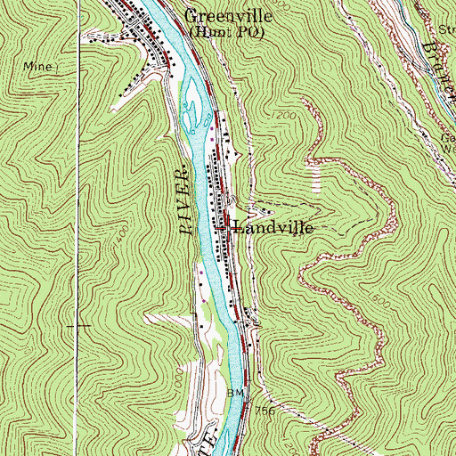 Topographic Map of Landville, WV