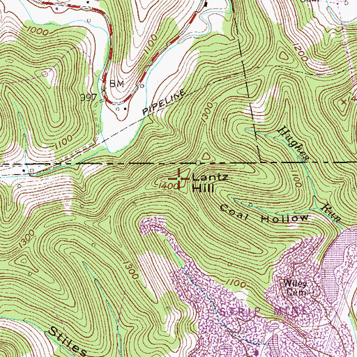 Topographic Map of Lantz Hill, WV