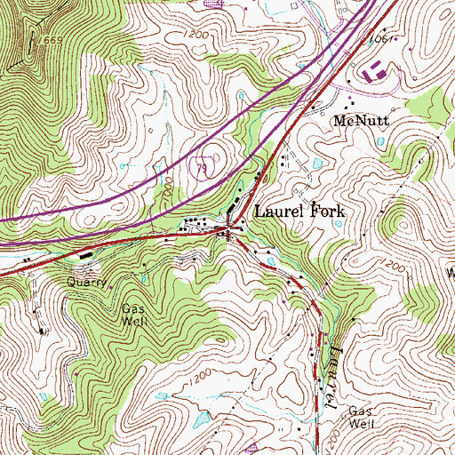 Topographic Map of Laurel Fork, WV