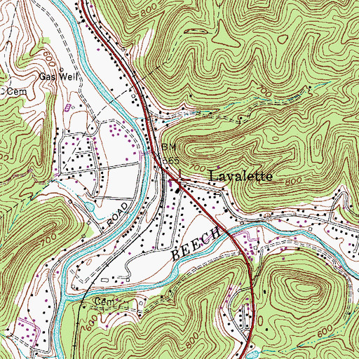 Topographic Map of Lavalette, WV