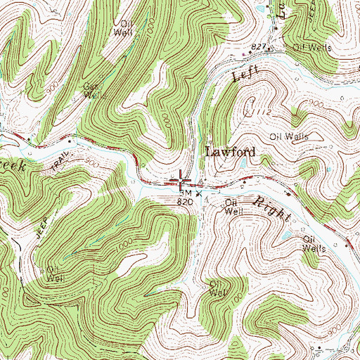 Topographic Map of Lawford, WV